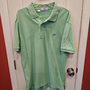 Southern Tide Skipjack Polo Shirt Mens L Green Stretch Pique Cotton Fish Logo